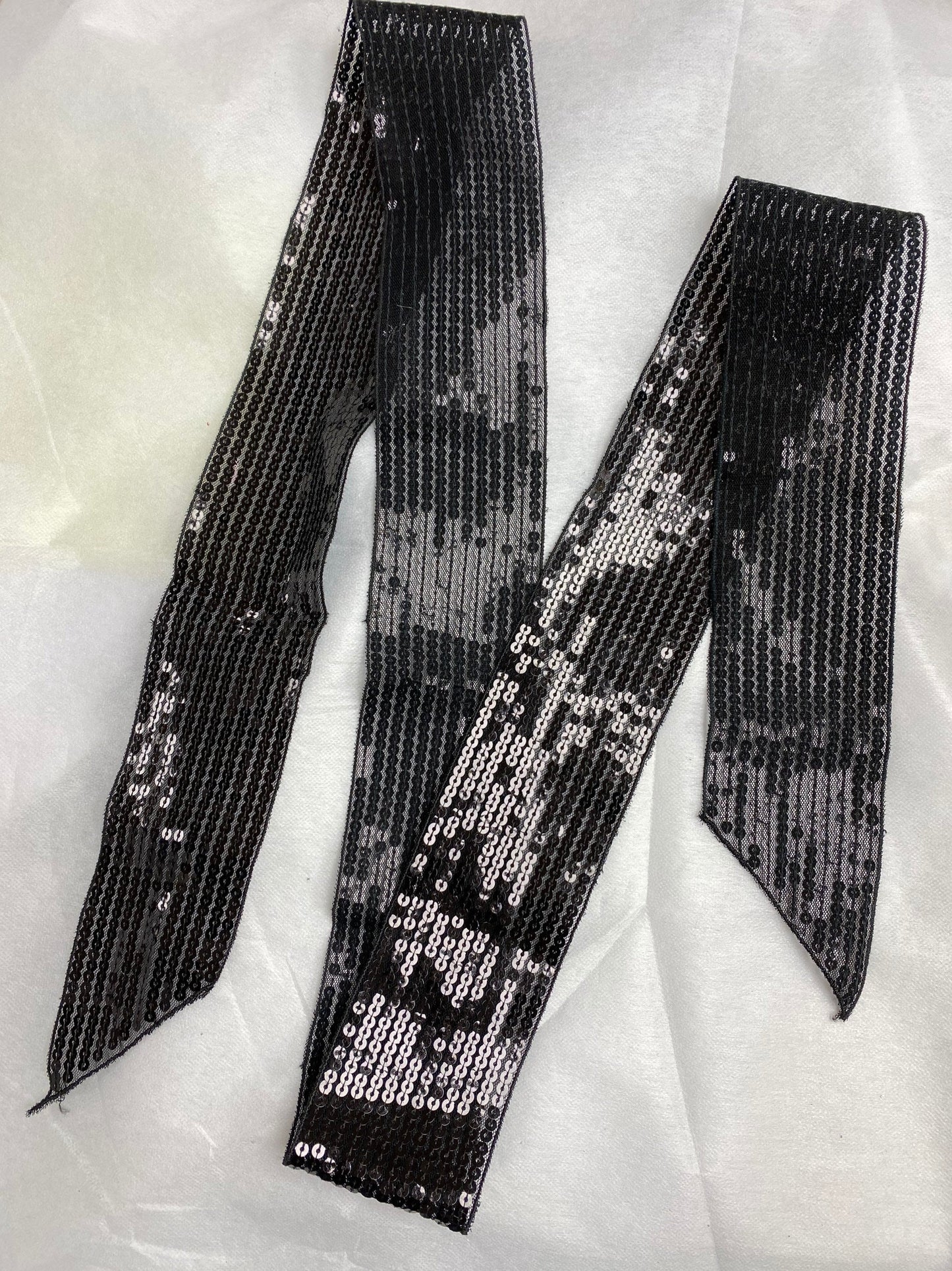 Sequins Trim, Sequins Tie up, black.