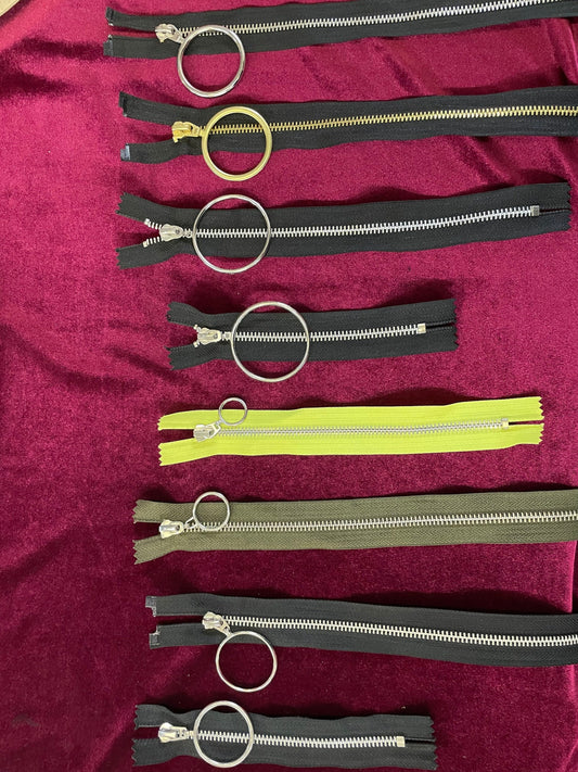 Ring puller zips, open end zips, metal zips, closed end zips, zippers, jacket zip, zips