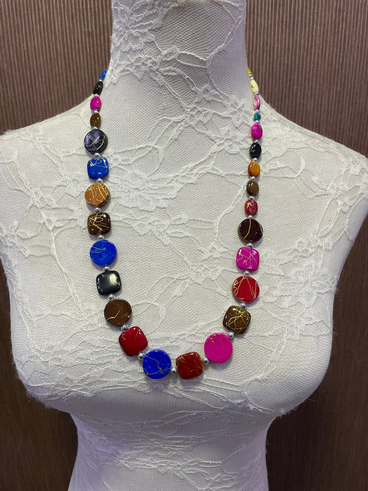 Colourful Beaded Necklace, Boho Style Necklace, necklace, bead necklace