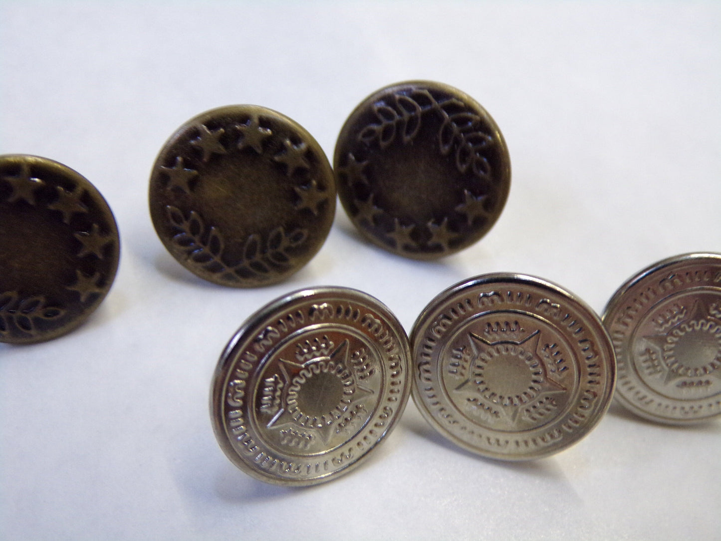 16mm Jeans Buttons Studs and Back, Silver and Brass Jeans Buttons, Metal Jeans Buttons Hummer on, Denim Buttons