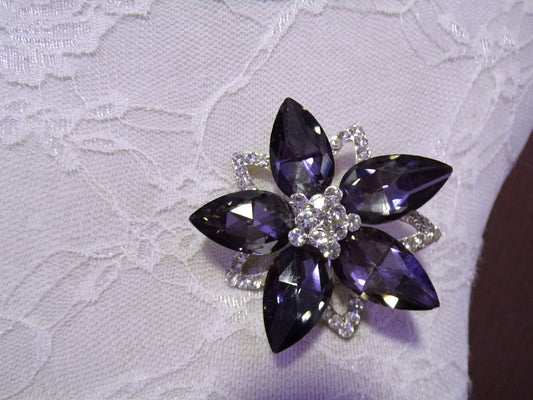 Diamante Flower Brooch, Rhinestone Diamante Crystal Brooch, Jewel brooch, Pin on Diamanté brooch