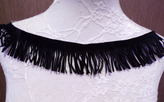 5cm Faux Suede Black Fringe Trim, Fashion Decor, Suede fringe, Couture fringe, Sewing, Craft