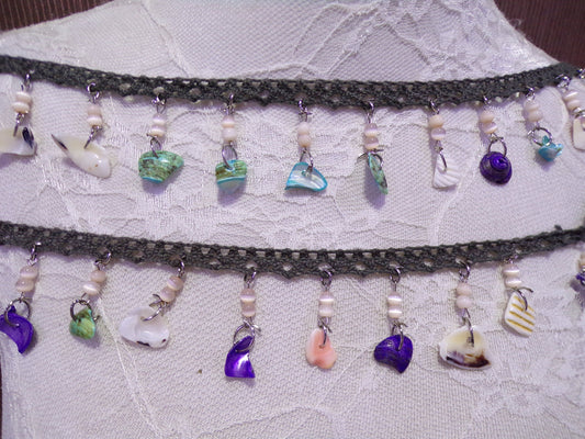 Multi Coloured Beaded Trim, Boho Trim, Shell fringe, Beaded fringe, festival fringe, Swimwear fringe, Shell tassel