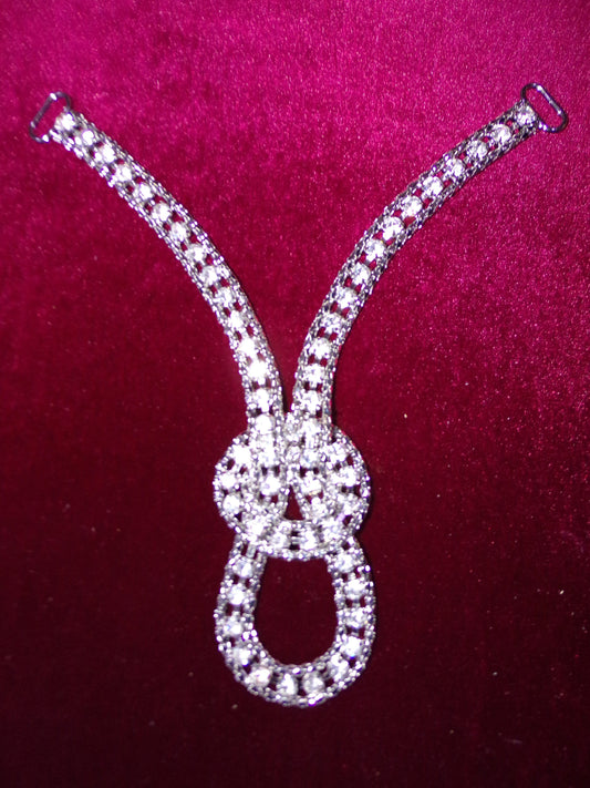 Diamante Silver Neck Trim, Round Neck, Decorative Trim for Dresses, Tops, Dancewear