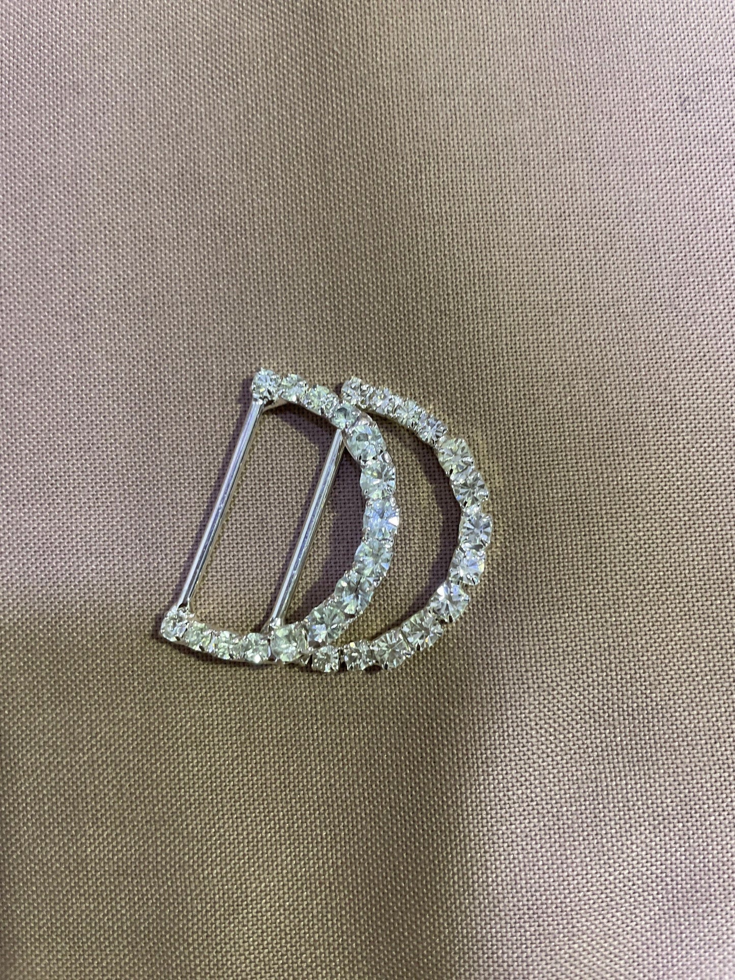 D ring, rhinestone d ring, diamanté d ring, silver d ring, d buckle