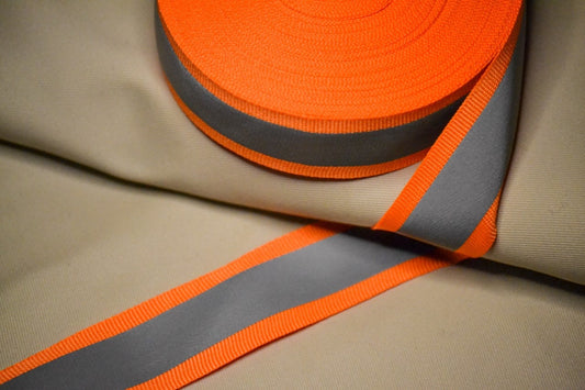 Hi-Vis Ribbon, Ribbon, Trimming, reflective tape, orange flo, silver reflecting tape, flo tape,