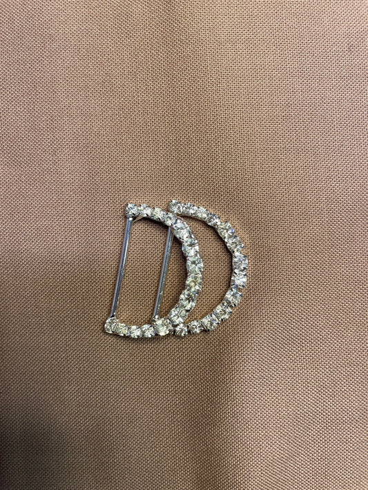 D ring, rhinestone d ring, diamanté d ring, silver d ring, d buckle