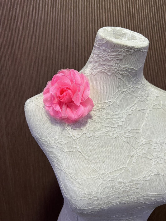 Delicate Rose Pin, Rose Brooch, Rose Corsage Pin, Corsage, pink corsage, fluorescent pink flower,