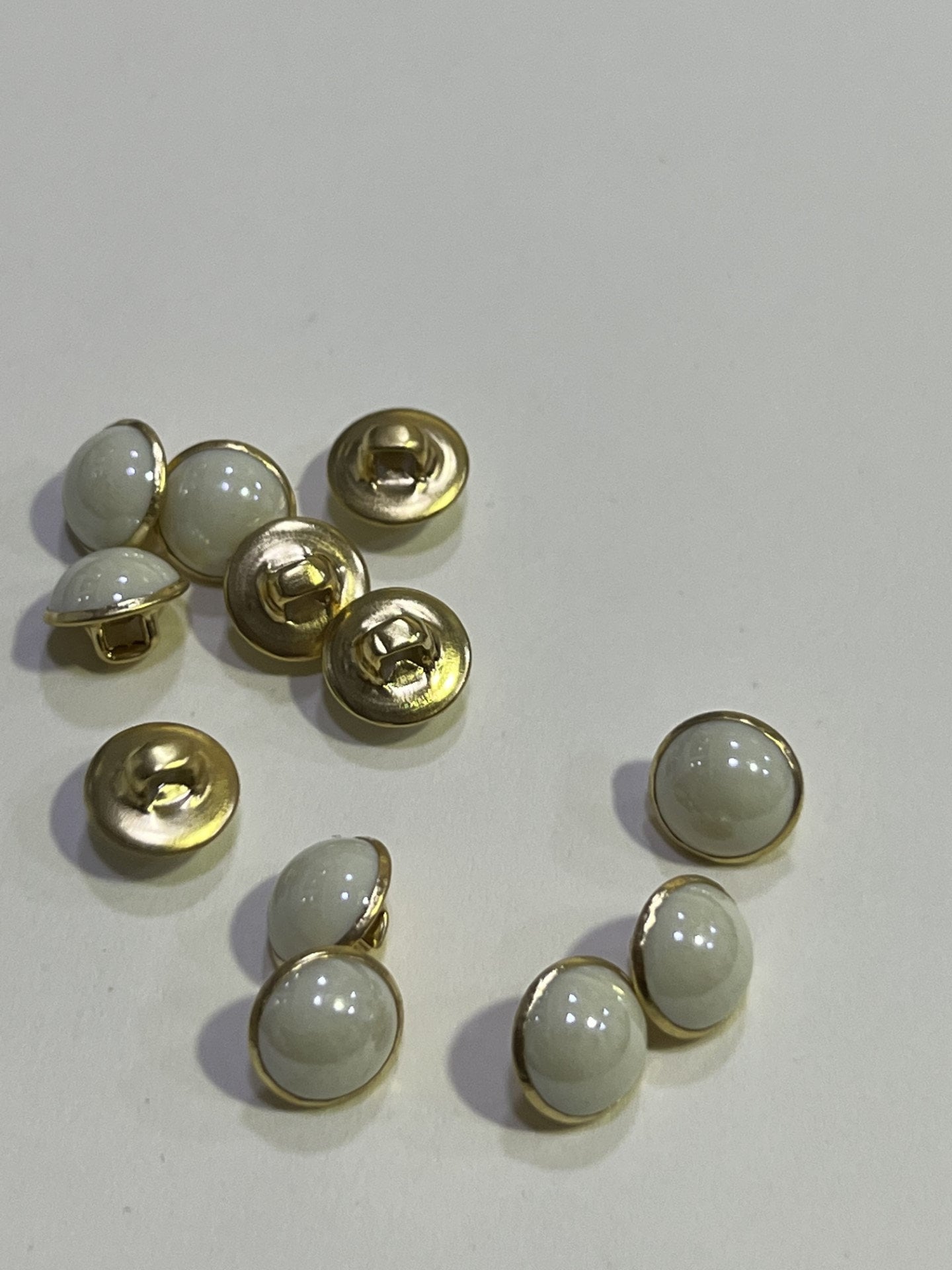 11mm Gold and Ivory coated Half buttons, Half Button, Vintage Buttons, Buttons, Costume Buttons, Pearl buttons, metal buttons