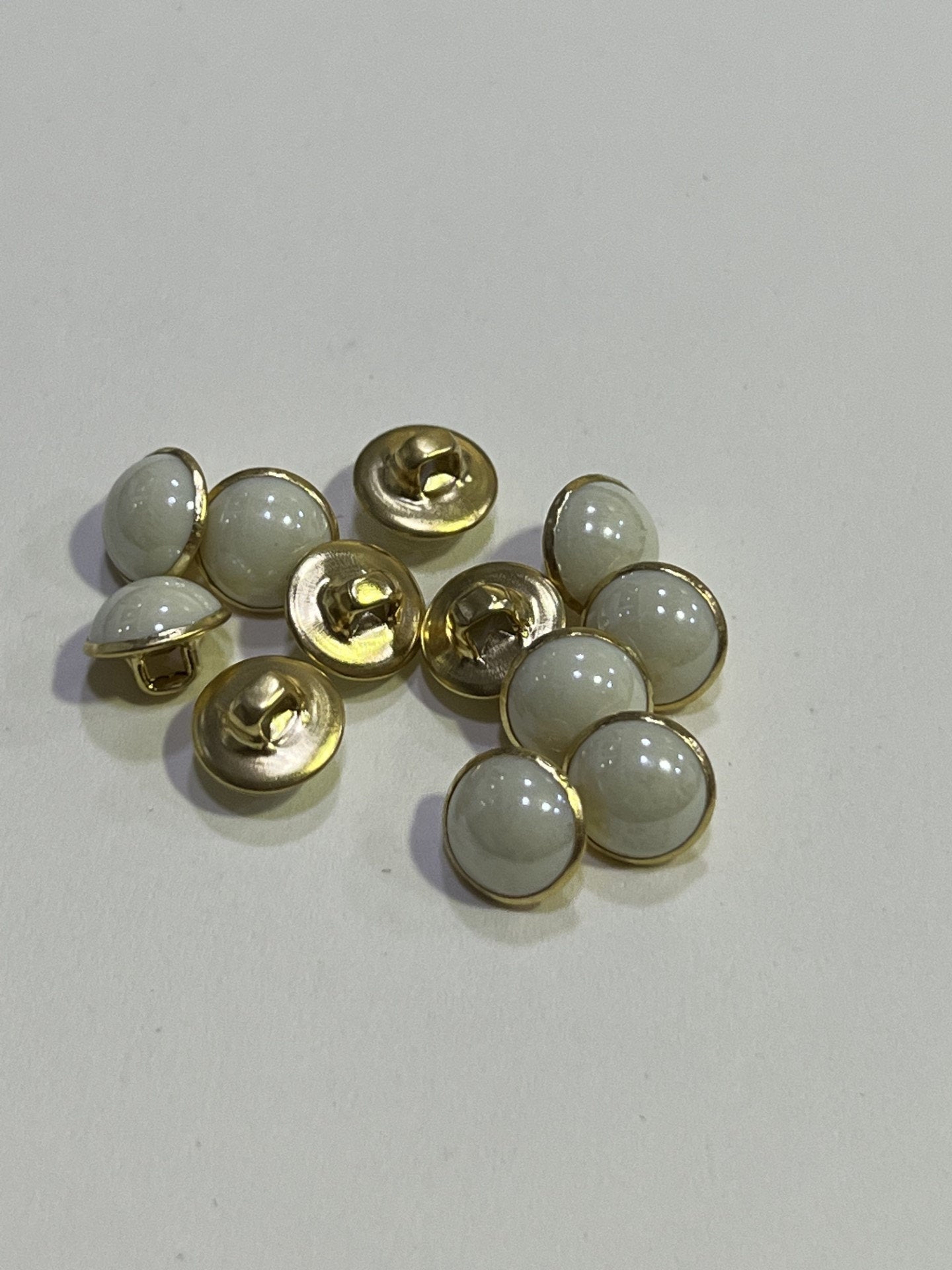 11mm Gold and Ivory coated Half buttons, Half Button, Vintage Buttons, Buttons, Costume Buttons, Pearl buttons, metal buttons