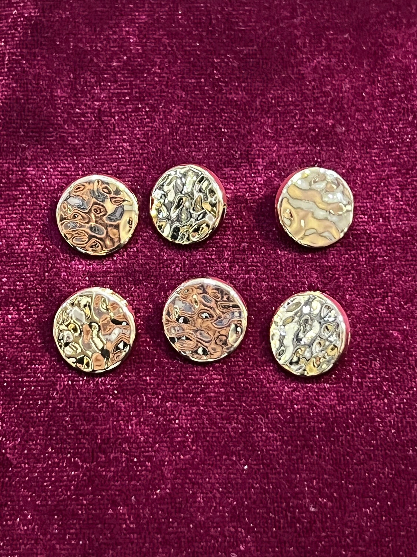 12.5mm / 20L Metal buttons, hammered buttons, gold buttons, shiny buttons, Metal Hammered buttons, textured Button, Shirt buttons, Skirt