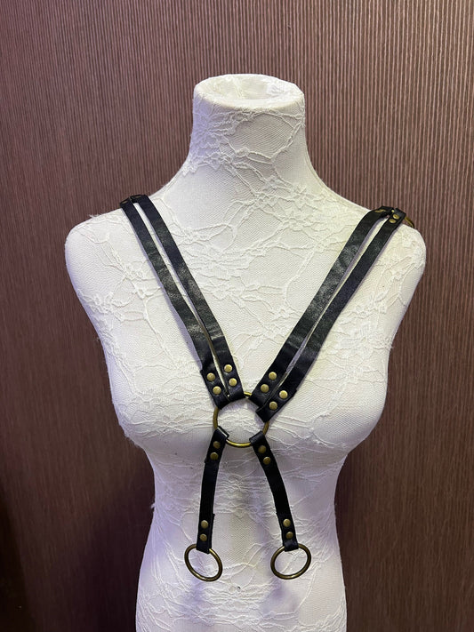 Black Body Harness, Black Faux Leather Chest Harness, Body Harness, Festival