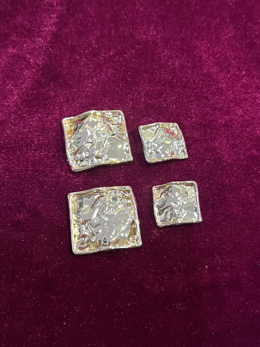 Metal Hammered Gold Buttons, Vintage Buttons, Coat Buttons, button, Sewing, metal gold button, buttons, Textured Buttons, square button