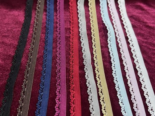 10mm, Lingerie Elastic, Elastic Lace Trim for underwear, ric Rac elastic, knicker elastic, frill elastic. Lingerie elastic, picot elastic