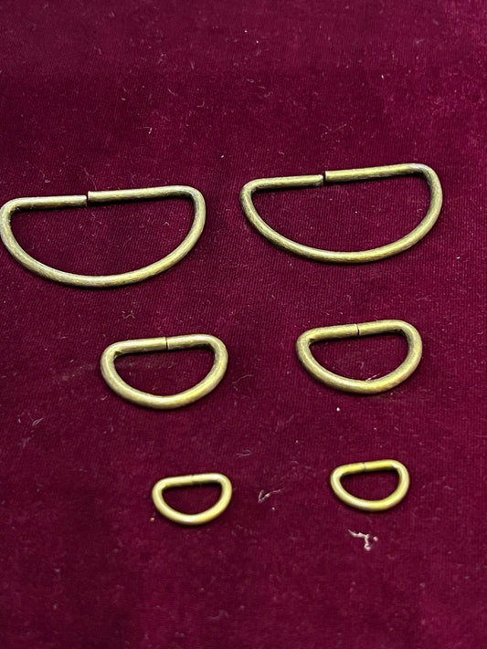 Metal D Rings, Assorted sizes, Metal rings,  Belt Buckle, Bag Clasp Leather Craft Accessories, antique brass d rings, d rings