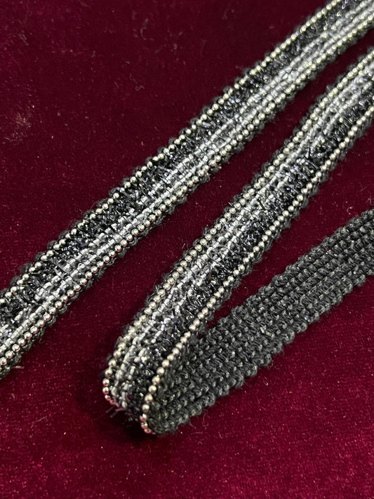 Black Beaded Trim, 1.2cm width beaded trim, Sash Trim Wedding, Black trimming, Beaded trimming
