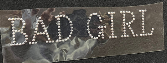 Metallic Rhinestone transfer Iron on, Studded Words, iron on transfer, Y2K Fashion, DIY Fashion, Hotfix Transfer, BAD GIRL Rhinestone patch,