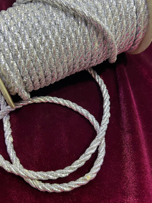 6mm Silver Cord, Metallic Braided Cord, Lurex Cord, Christmas Craft, Jewellery, Hair Crafts, lurex cord, shiny cord, gold cord, silver