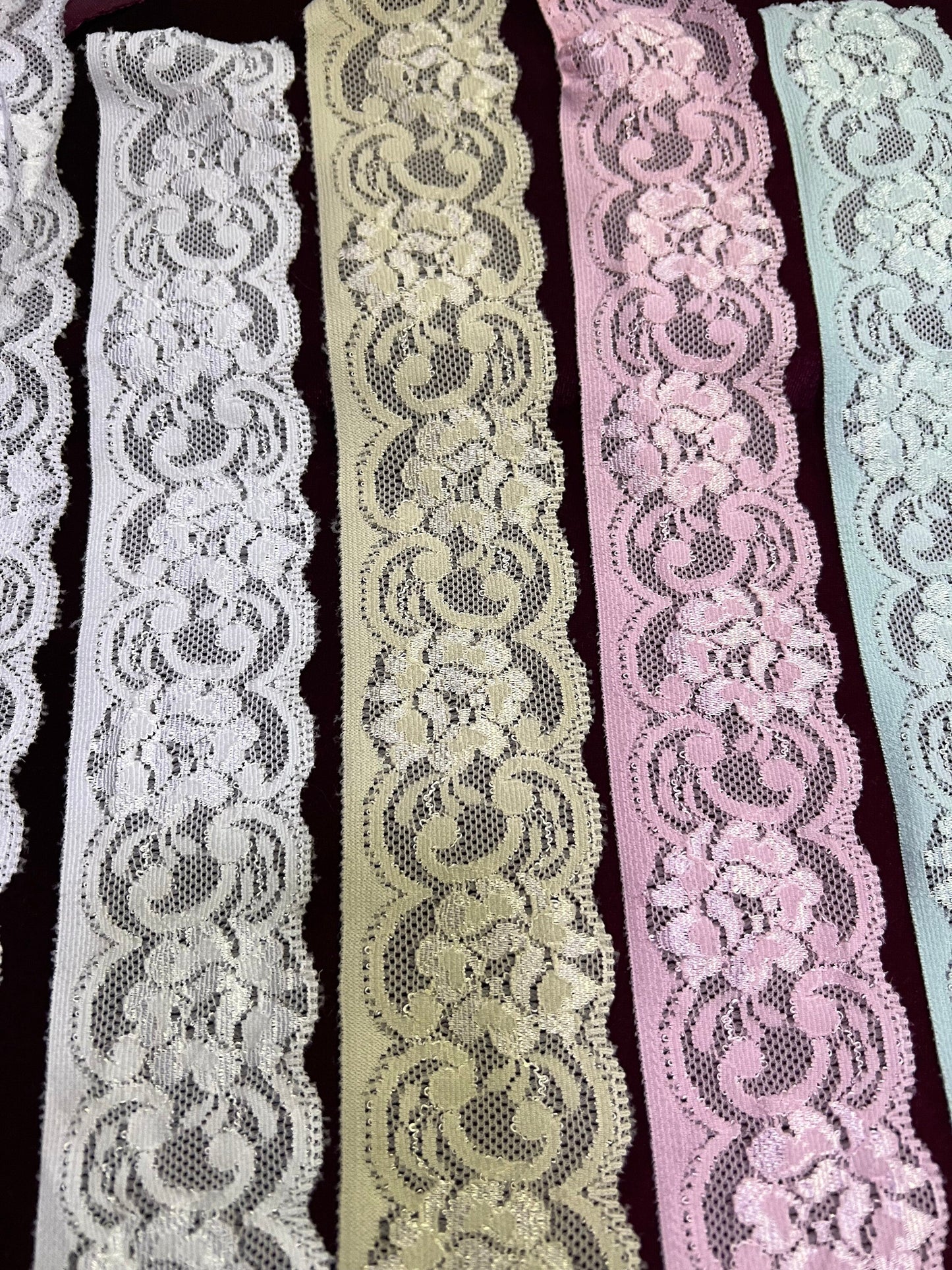 5.5cm wide Delicate Soft Stretch Lace Trim, lace, lingerie lace, stretch lace, fashion lace, variety of colours, flower lace, motif lace,