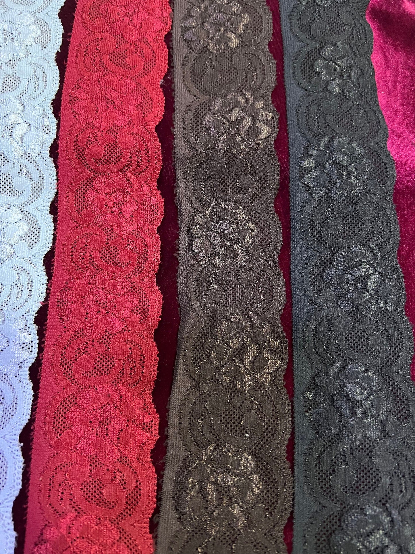 5.5cm wide Delicate Soft Stretch Lace Trim, lace, lingerie lace, stretch lace, fashion lace, variety of colours, flower lace, motif lace,