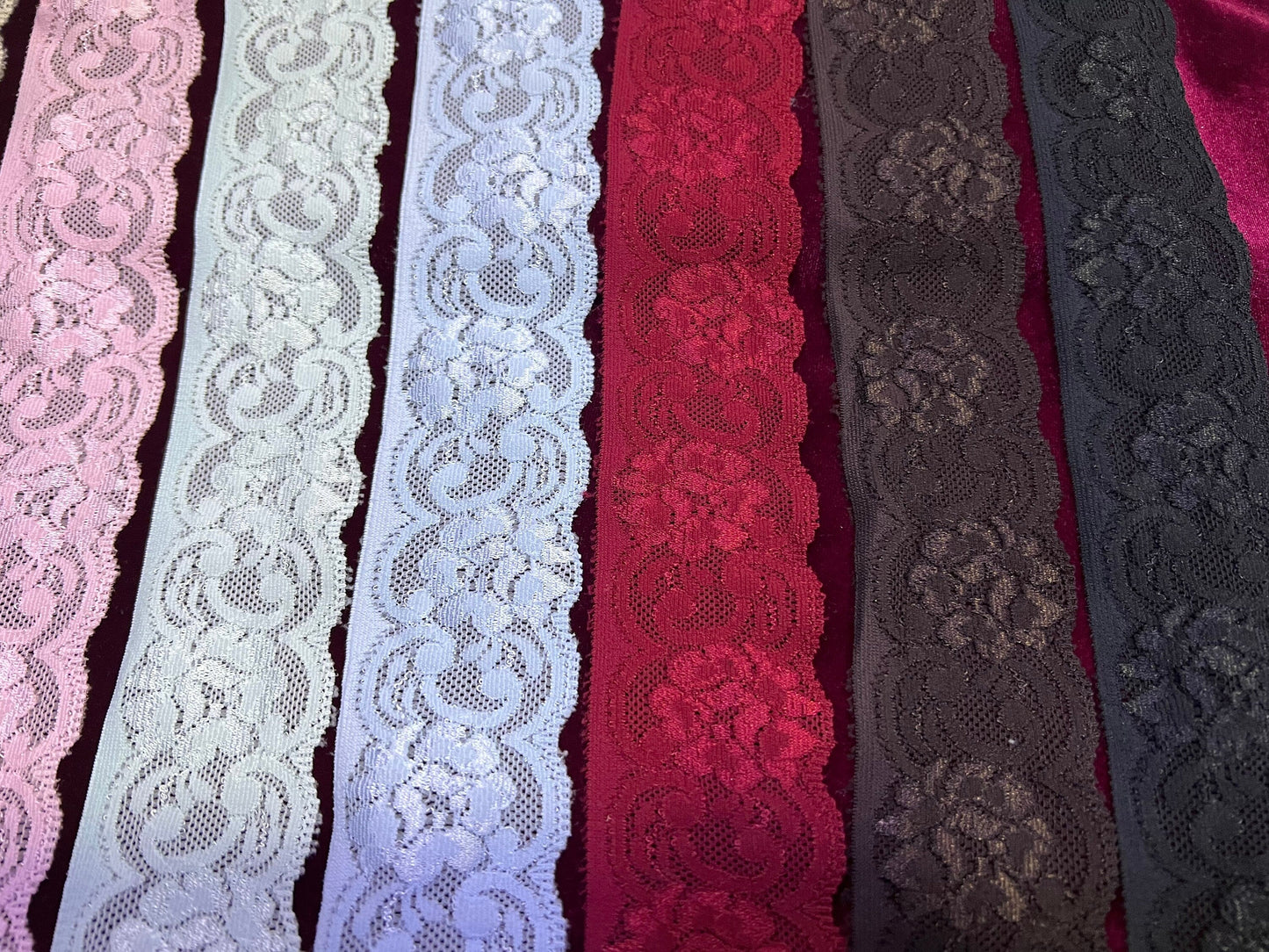5.5cm wide Delicate Soft Stretch Lace Trim, lace, lingerie lace, stretch lace, fashion lace, variety of colours, flower lace, motif lace,
