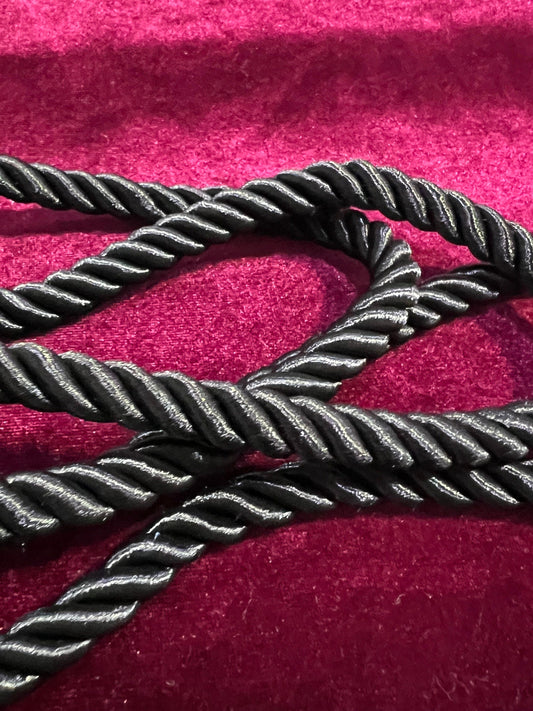 Black Thick 1cm Twisted Cord, Rope Tassels, shiny tassel, curtain tassel, tassel belt, Twisted Cord,