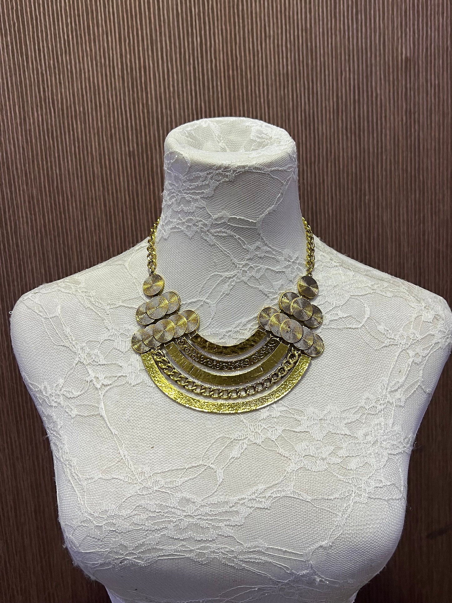 Metal Plated Necklace, Gold Necklace, Aztec Necklace, Chest Necklace, Gold Necklace, Dress-up, Costume