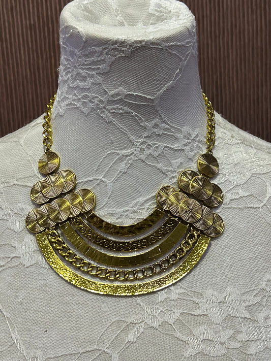 Metal Plated Necklace, Gold Necklace, Aztec Necklace, Chest Necklace, Gold Necklace, Dress-up, Costume