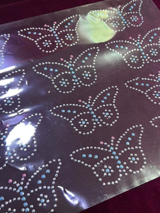 Butterfly Rhinestone transfer Iron on, Studded Words, iron on transfer, Kids Craft, DIY Fashion, Hotfix Transfer, Rhinestone patch,