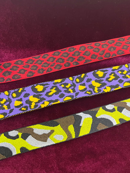 No Stretch Animal Print tape, Printed Tape, Leopard Print, no stretch tape, woven tape, animal print tape, Embroidered tape