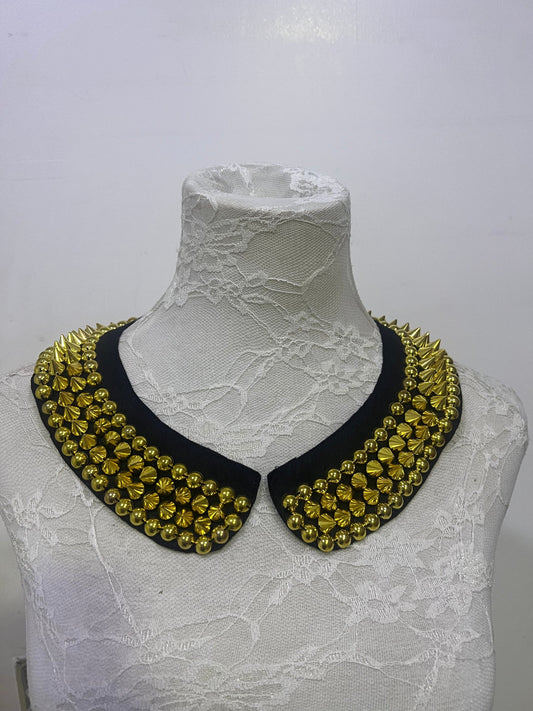 1 pair,  Studded shoulder, studded neckline trim, shoulder spike trim, stud trim, neckline trim, neckline spike trim, studded collar