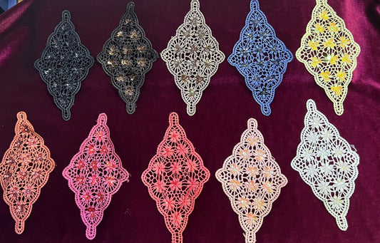 Diamond shapes lace sequin beaded patch, premade applique, embroidered motifs, Sequin Patch, Sequin Applique, Lace Sequin Applique Patch,