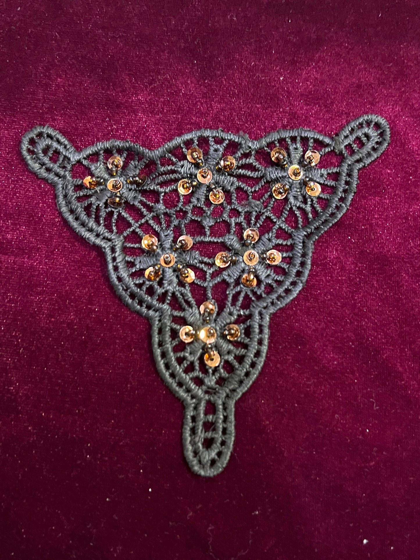 Embroidered Floral lace motif beaded with sequins and beads, Lace Applique, neck trim, occasion wear appliqué, embroidered applique