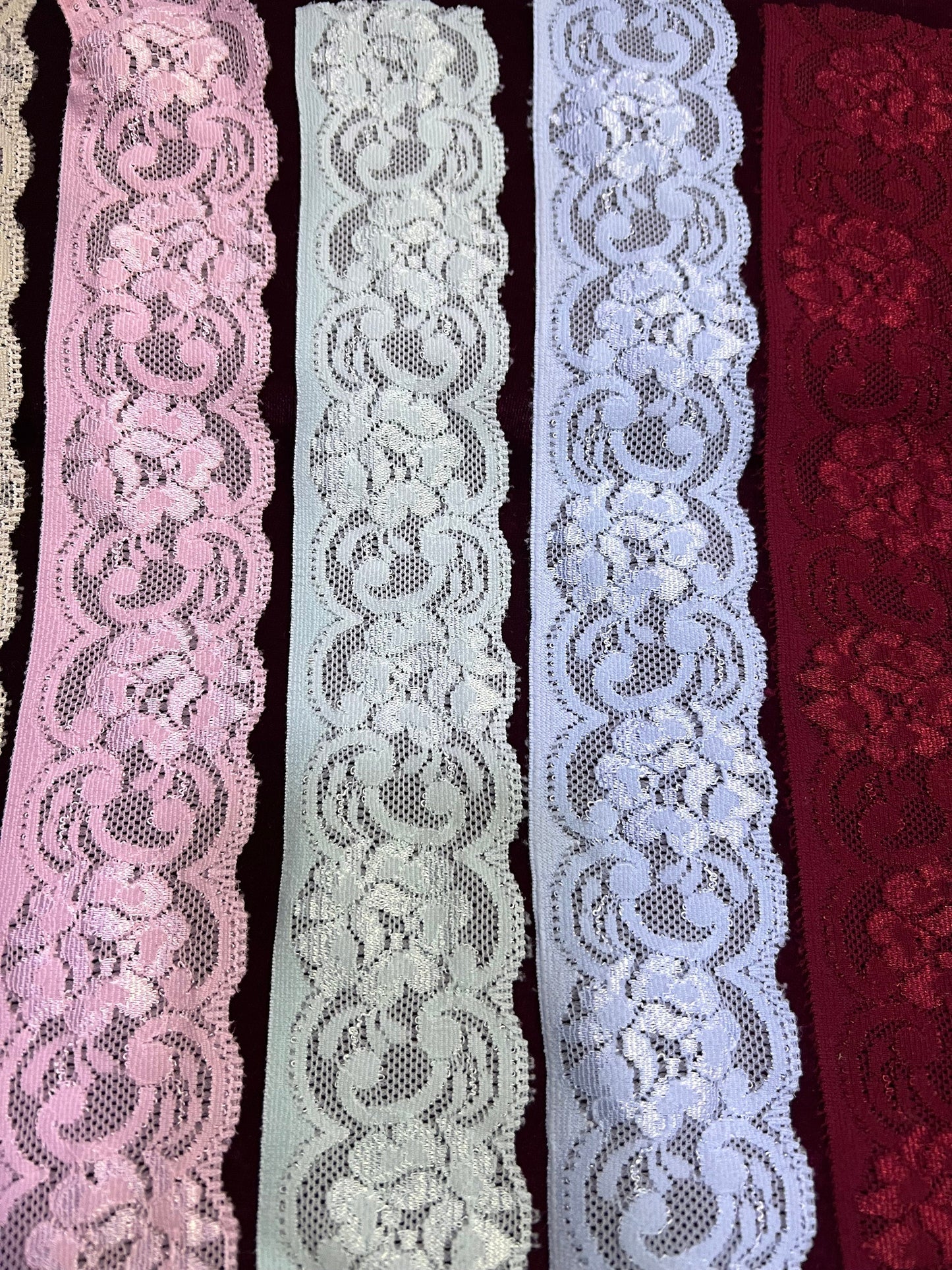 5.5cm wide Delicate Soft Stretch Lace Trim, lace, lingerie lace, stretch lace, fashion lace, variety of colours, flower lace, motif lace,