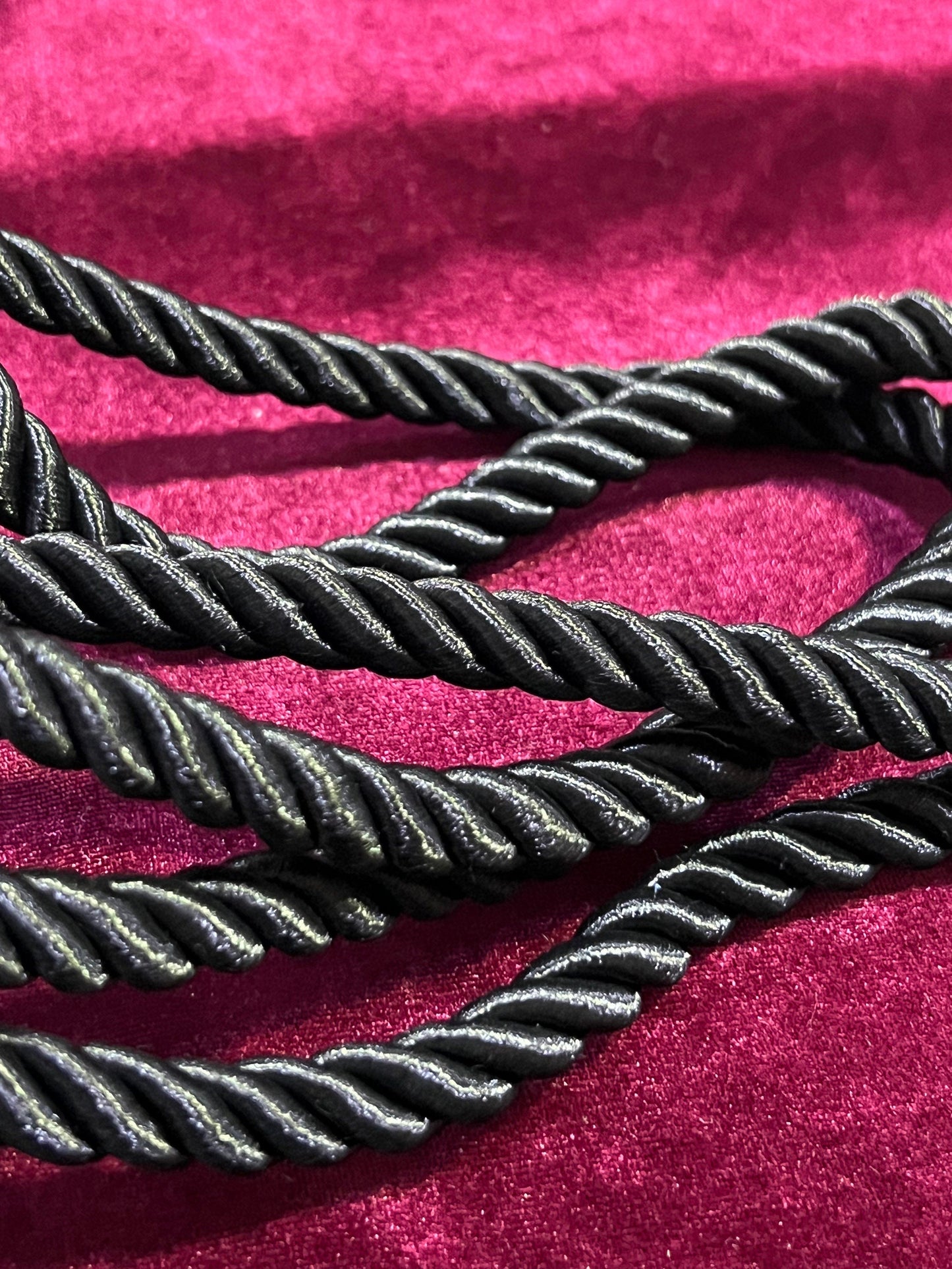 Black Thick 1cm Twisted Cord, Rope Tassels, shiny tassel, curtain tassel, tassel belt, Twisted Cord,