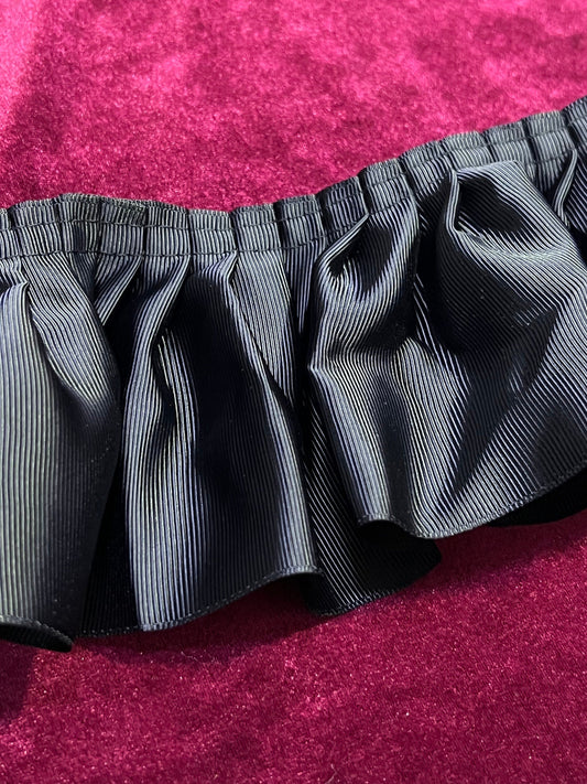 Black Pleated Edging Trim, Webbing Ribbon material, Pleatded Trim, Gathered Trim, Pleated Fringe, Black Trim,