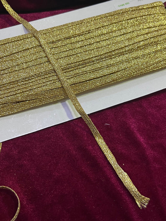 0.5cm Gold Flat Lurex Trim, Metallic Flat Cord, Lurex Cord, Christmas Craft, Jewellery, Hair Crafts, lurex cord, shiny cord, gold tape