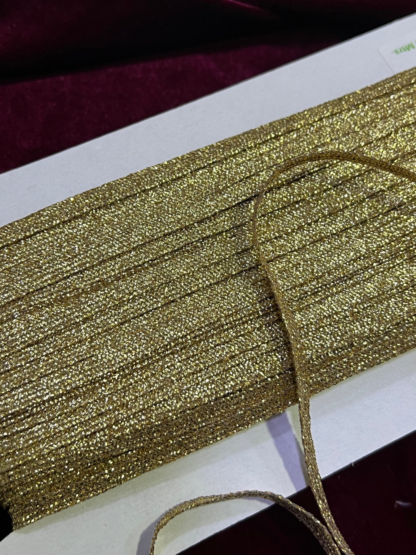 0.5cm Gold Flat Lurex Trim, Metallic Flat Cord, Lurex Cord, Christmas Craft, Jewellery, Hair Crafts, lurex cord, shiny cord, gold tape