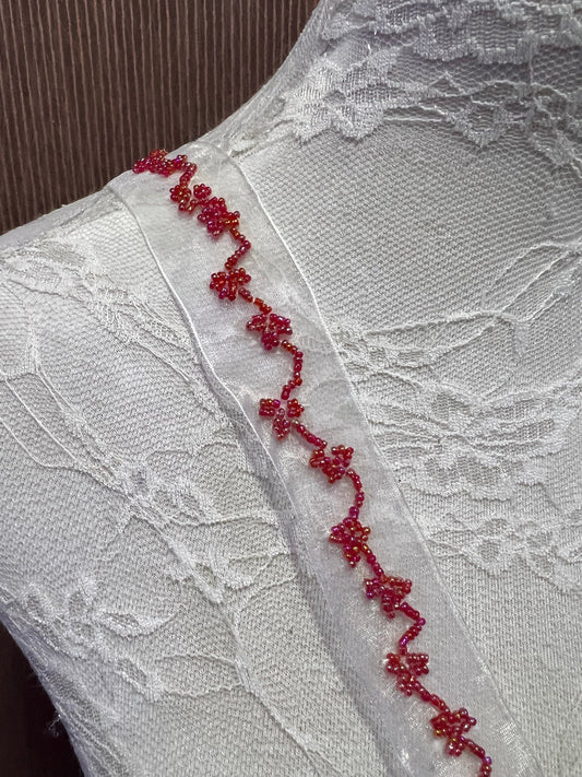 Red Sequin Applique, red appliqué, fashion patch, couture Appliqué, sequin appliqué, beaded patch