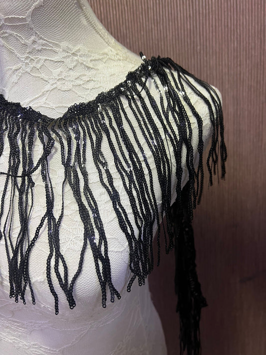 Black Sequin fringe, Sequin tassel, Sequin, fringe, Black Sequin fringe, fringe, rhinestone tassel, fringe, festival fringe, sequin fringe