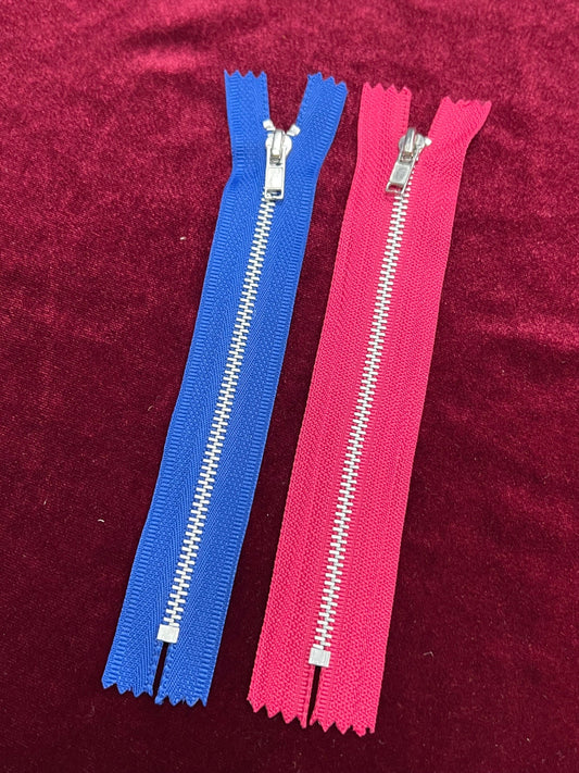 6" Closed End Zips, Closed Ended Zip Metal Teeth, Zip, Silver Zip, Closed End zipper, Dress zip, Clothing zippers, metal zips, Exposed Zip,