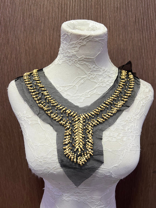 Beaded mesh Applique, Beaded Neck Trim, top, dancewear, neck trim