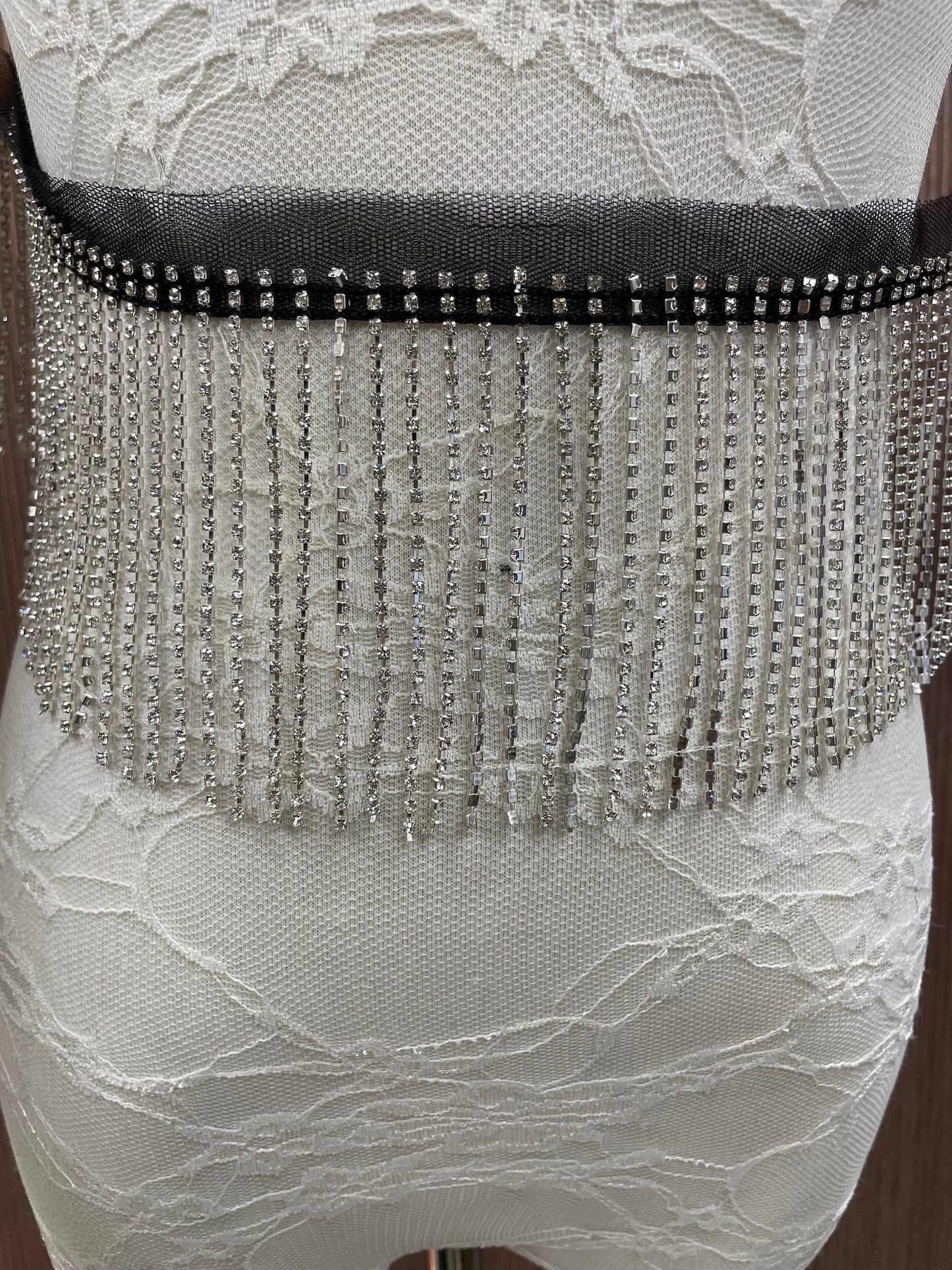 9cm Diamante fringe, diamante Fringe Trim,  diamanté tassel, diamanté fringing, rhinestone tassel. Diamanté, Christmas, party fringe, fringe