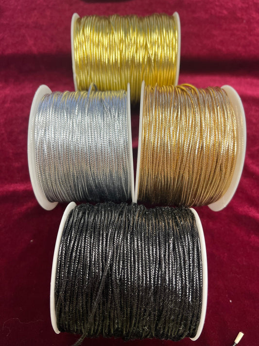 2mm Lurex Cord, Metallic Braided Cord, Lurex Cord, Christmas Craft, Jewellery, Hair Crafts, lurex cord, shiny cord, gold cord, silver,