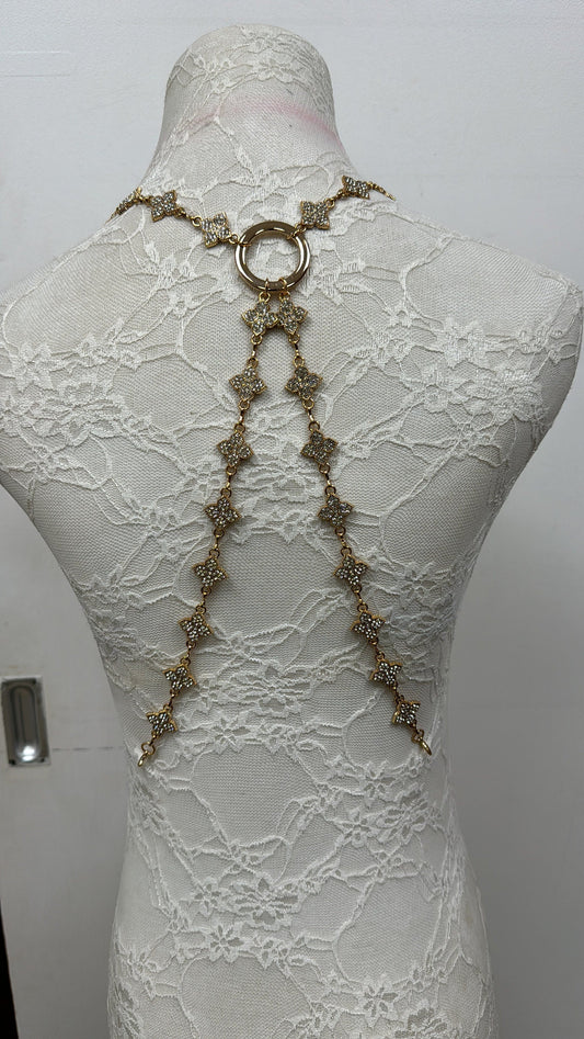 Jewel trim, body chain, diamanté chain, chain, gold chain, diamanté metal body trim, back trim