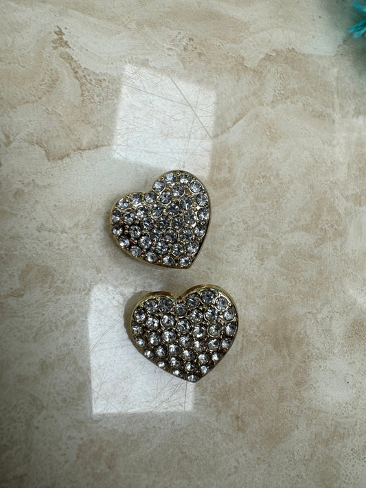 Diamante button, heart diamanté button, metal button, rhinestone heart button, buttons, gold buttons, heart buttons, buttons