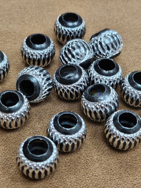 Black and silver beads, decorative beads, plastic beads