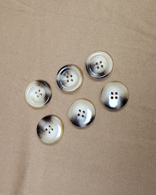 Horn buttons, 4 holes, 40L (25mm). coat button, buttons, marble buttons, mock horn button, jacket buttons, 4 hole button, brown button,