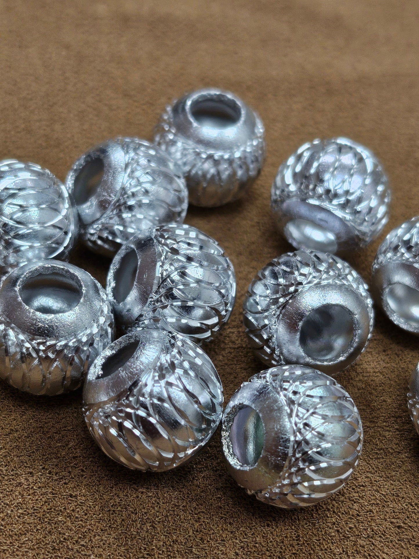 Decorative beads, silver plastic beads, silver beads