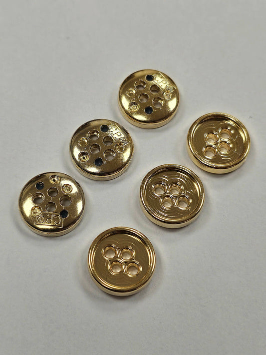 22L buttons, 4 hole buttons, gold buttons, gold plastic buttons, gold 4 hole buttons